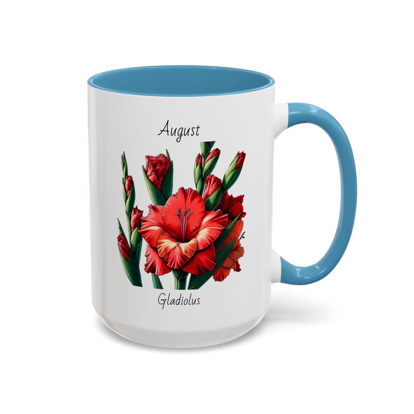 August Coffee Mug Flower Accent Coffee Mug (15oz), August Birth Month Flower - Gladiolus, Birthday Gift Flower
