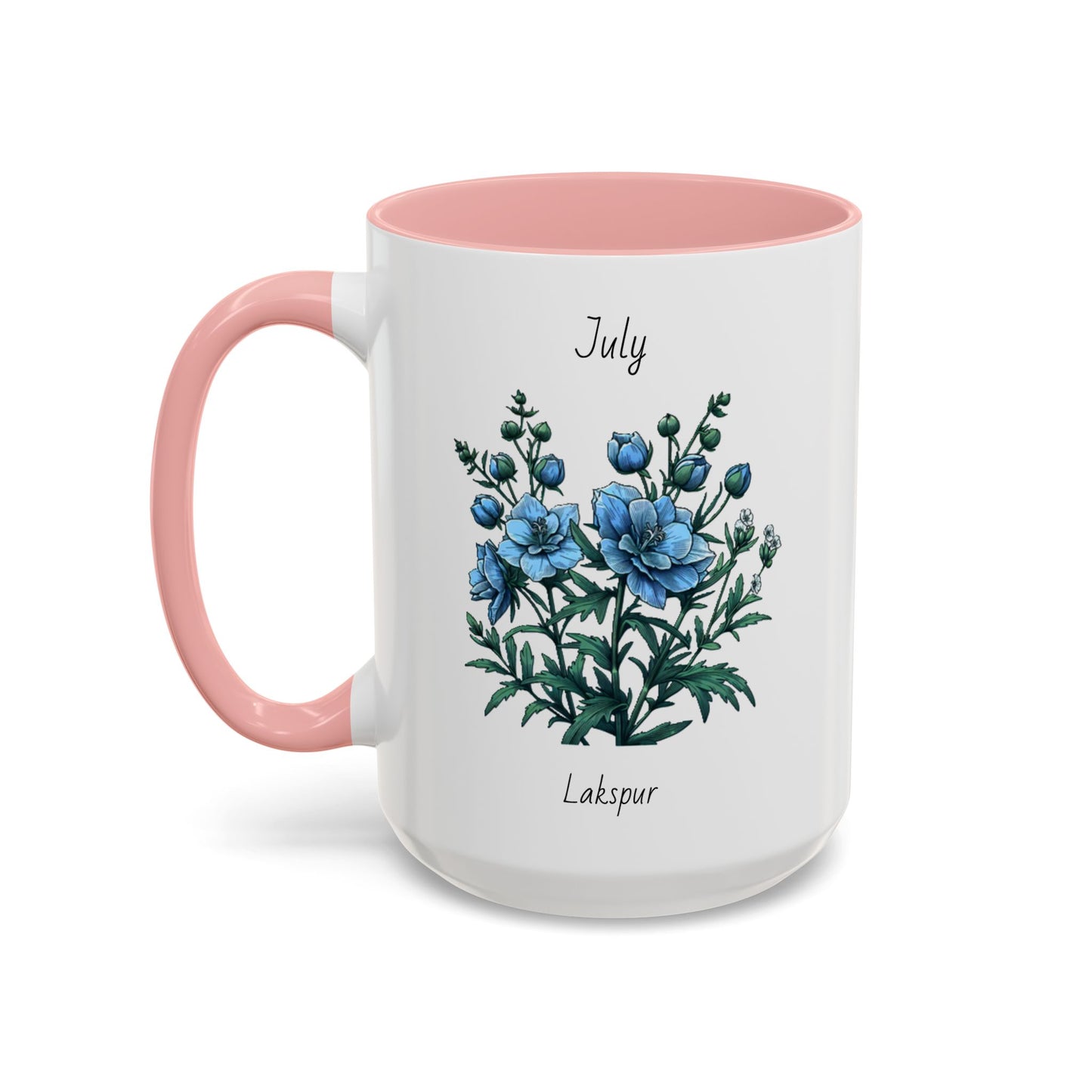 July Coffee Mug Flower Coffee Mug, July Birth Month Flower - Lakspur, Birthday Gift Flower