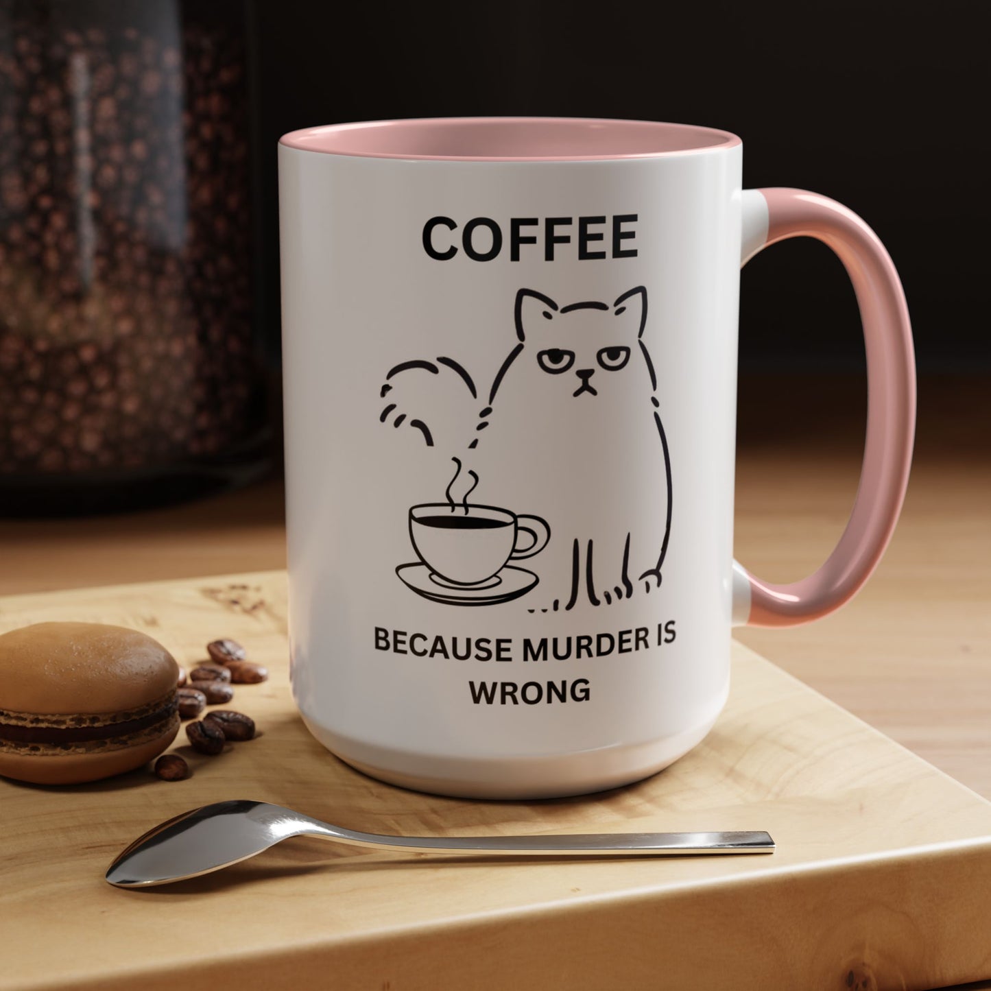 Funny Coffee Mug, Sarcastic Coffee Mug, Coffee vs Murder Mug, Coffee Lover Gift, Gift For Cat Lover, Cat Mom Gift, Sassy Cat Coffee Mug