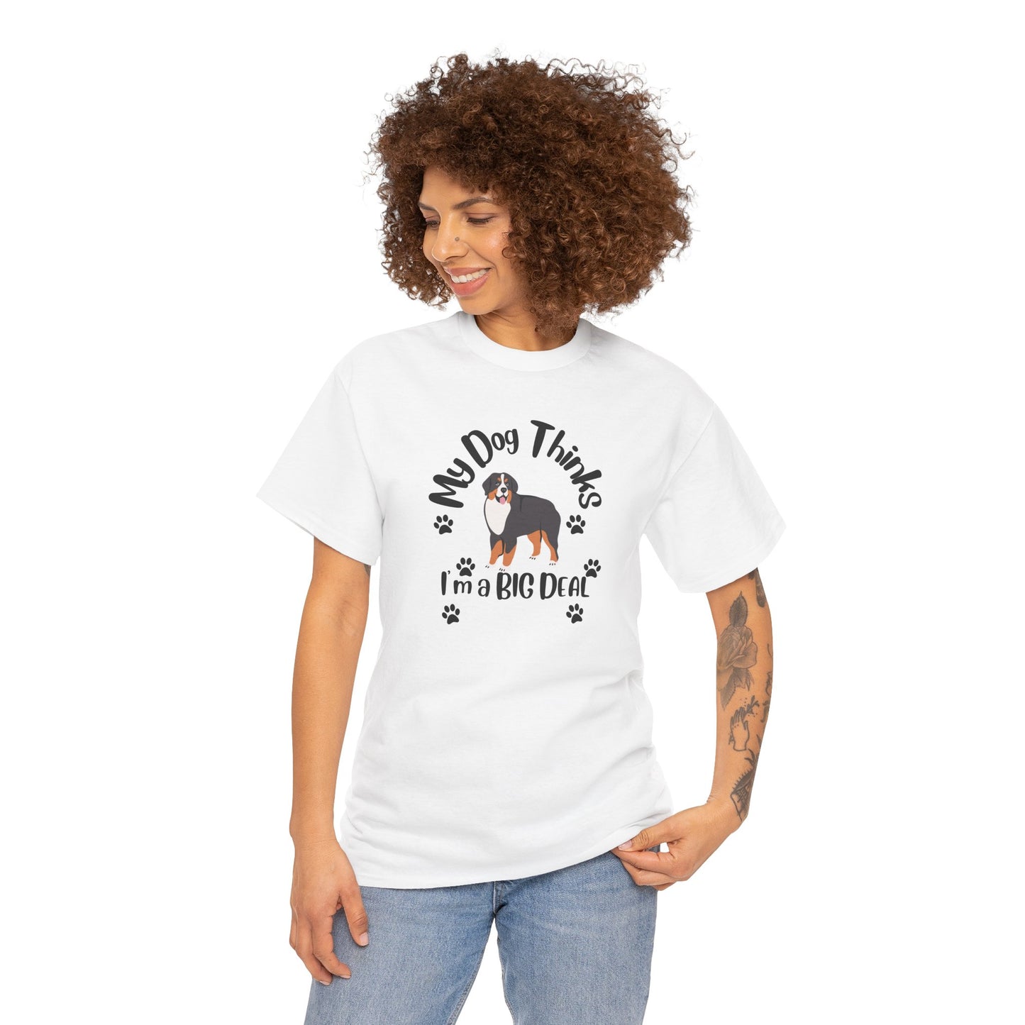Bermies Mt Dog Tee, White Cotton T Shirt for Her, My Dog Thinks Puppy Cotton T Shirt, S-5XL sizes, Dog Lovers T Shirt, Handmade gift for Dad