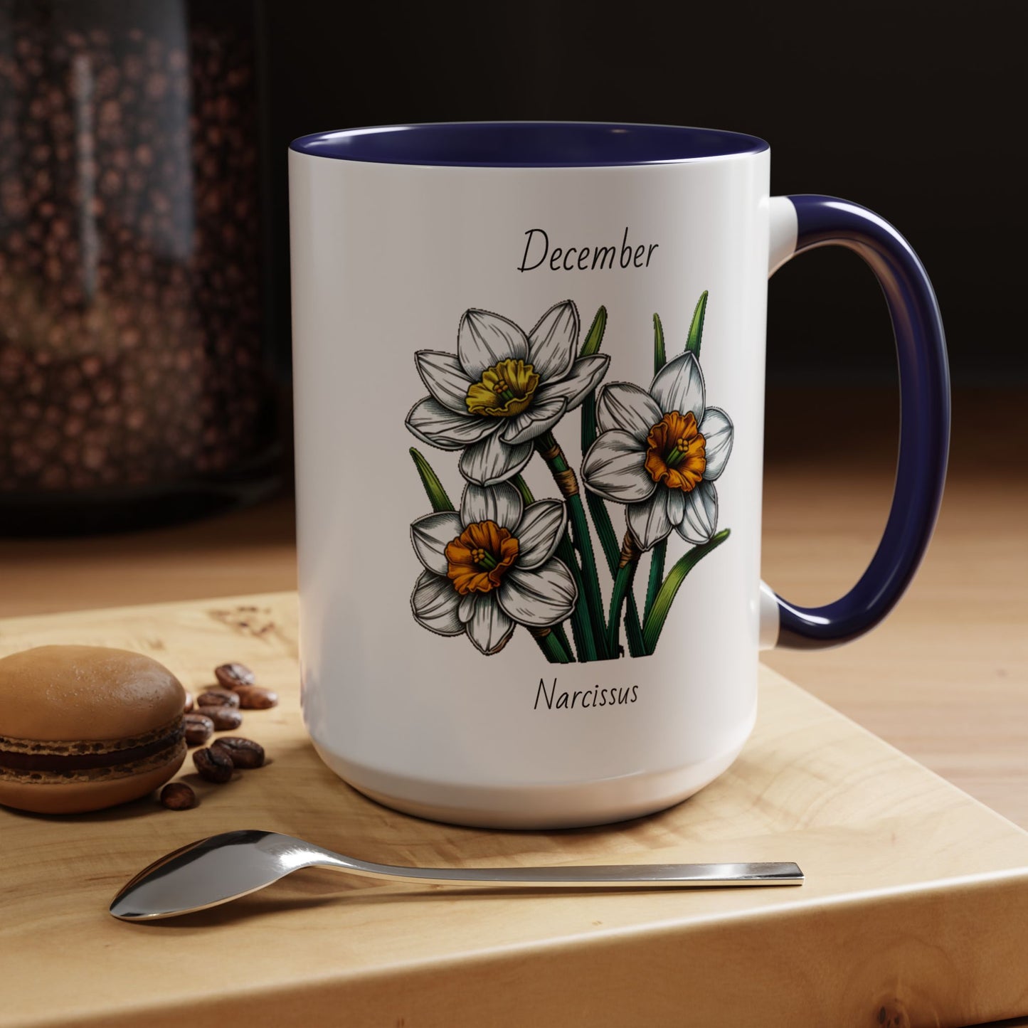 December Coffee Mug Flower Coffee Mug, December Birth Month Flower - Narcissus, December Birthday Gift Flower Mug