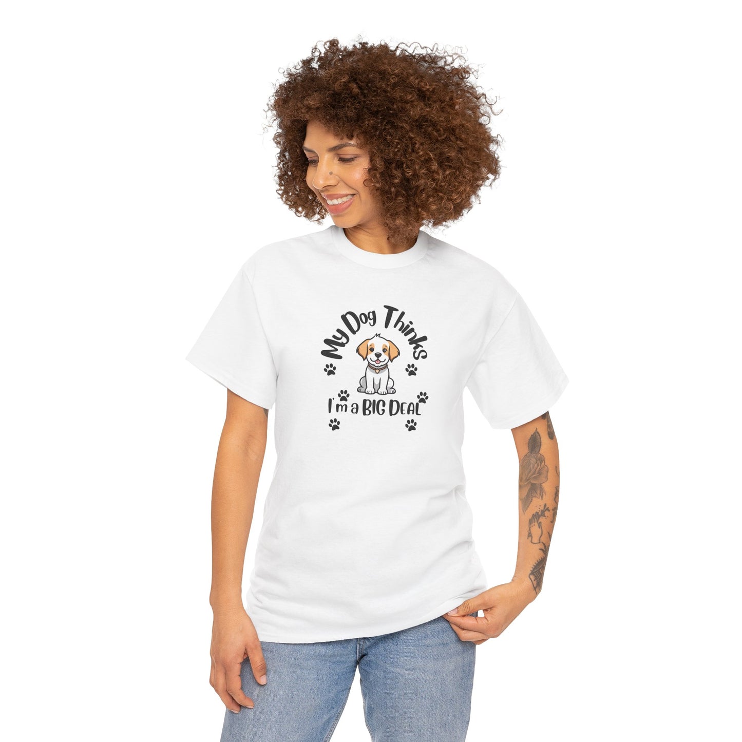 Dog Lovers T Shirt, Beagle Dog t shirt, Beagle Owner Gift, White Cotton T Shirt for Her, My Dog Thinks Puppy Cotton T Shirt, S-5XL sizes, Gift for Dad, Mothers Day Gift