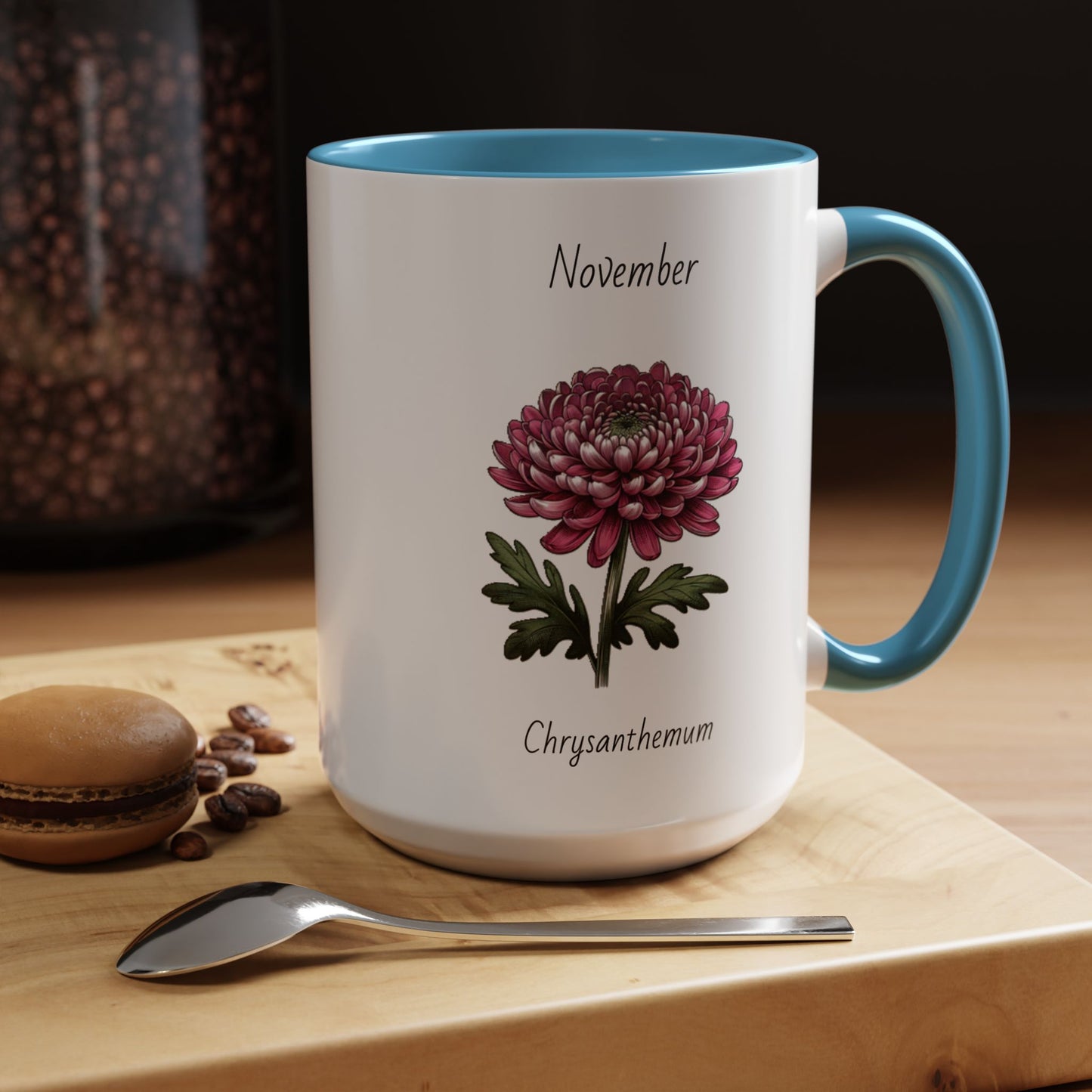 November Coffee Mug Flower Coffee Mug, November Birth Month Flower - Chrysanthemum, November Birthday Gift Flower Mug