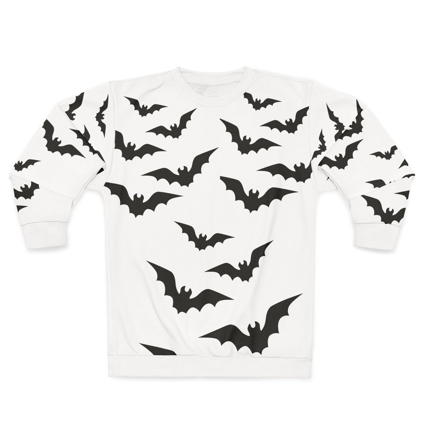 Hallowwen Sweatshirt, Halloween Costume, Adult Sweatshirt with Bats, White Unisex Sweatshirt with Bat Design, Halloween Party Shirt