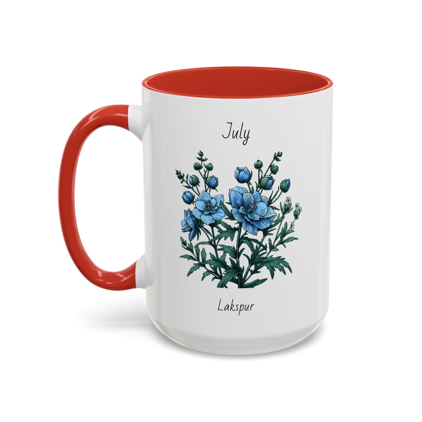 July Coffee Mug Flower Coffee Mug, July Birth Month Flower - Lakspur, Birthday Gift Flower