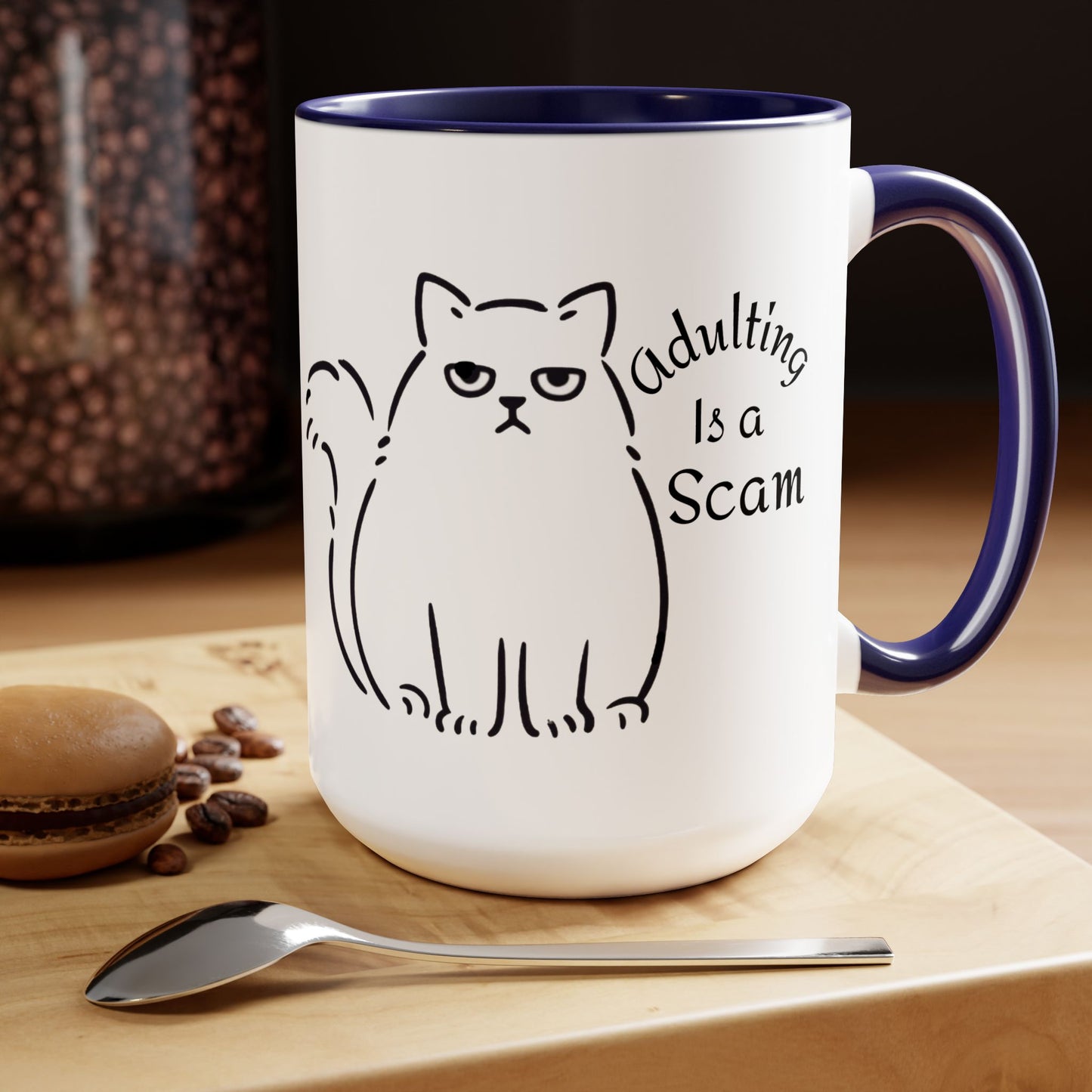 Grumpy Cat Mom Mug, Cat Mom Gift, Cat Mom Coffee Mug, Adulting is a Scam Cat Lover Gift