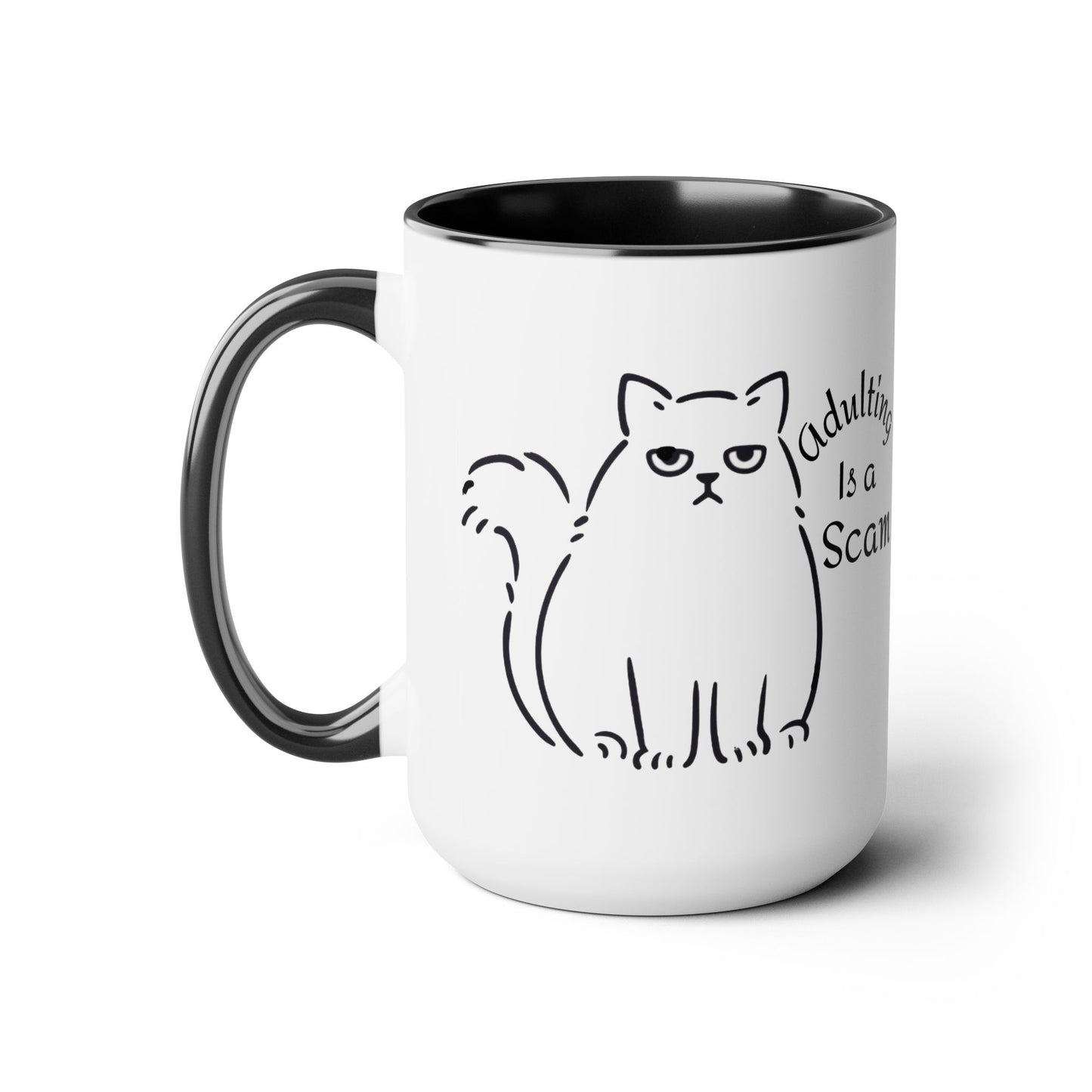 Grumpy Cat Mom Mug, Cat Mom Gift, Cat Mom Coffee Mug, Adulting is a Scam Cat Lover Gift