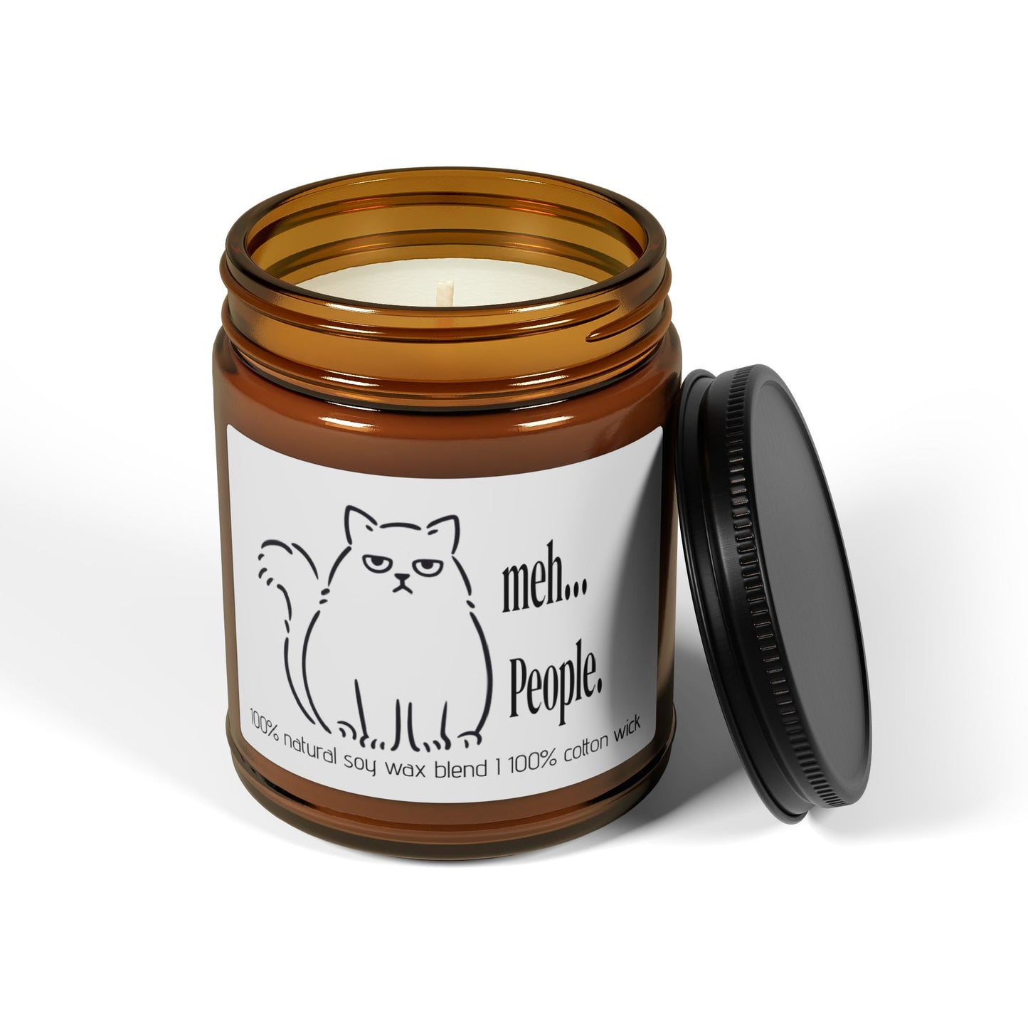Scented Soy Candle, 100% Natural Soy Candle, Sarcastic Meh...People, Amber Jar Candle, Sarcastic Scented Candle, Gift For Introverts