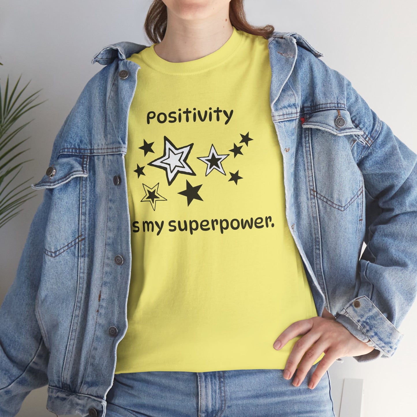 Yoga T Shirt, Inspirational T Shirt, Positivity is my Superpower Unisex Heavy Cotton Tee, Adult T Shirt For Woman, Yoga Shirt