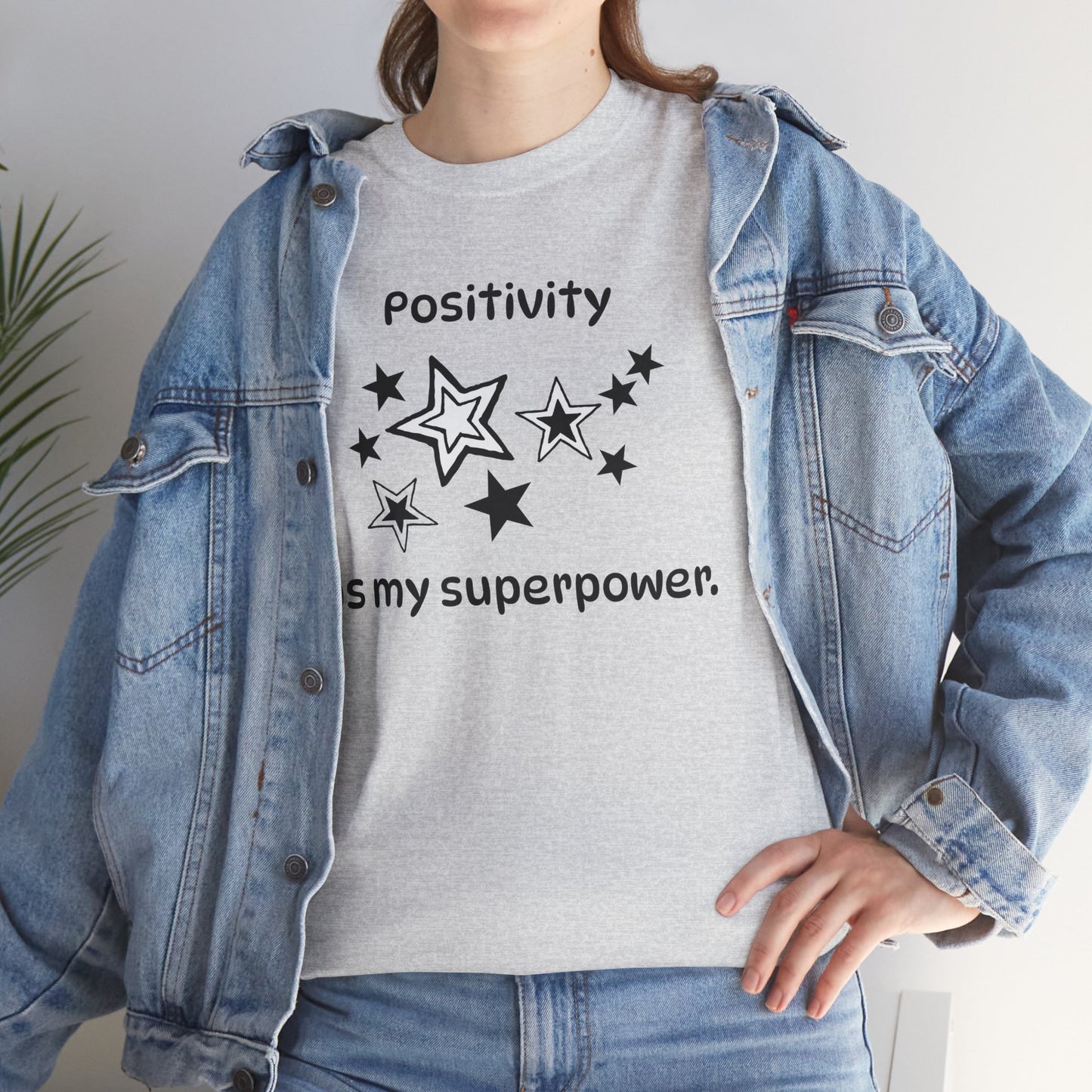 Yoga T Shirt, Inspirational T Shirt, Positivity is my Superpower Unisex Heavy Cotton Tee, Adult T Shirt For Woman, Yoga Shirt