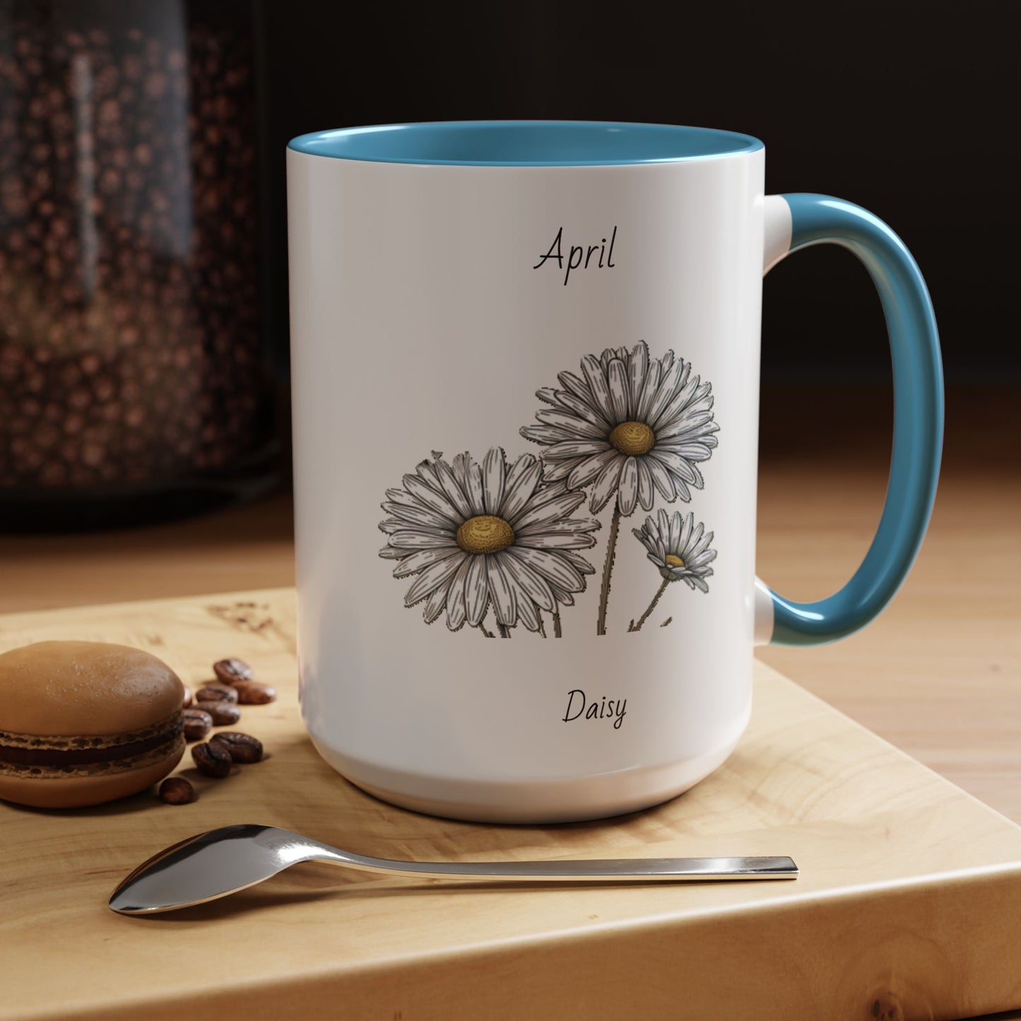 April Coffee Mug Flower Coffee Mug, April Birth Month Flower - Daisy, Birthday Gift Flower, Girlfriend Gift, Coffee Lover Gift