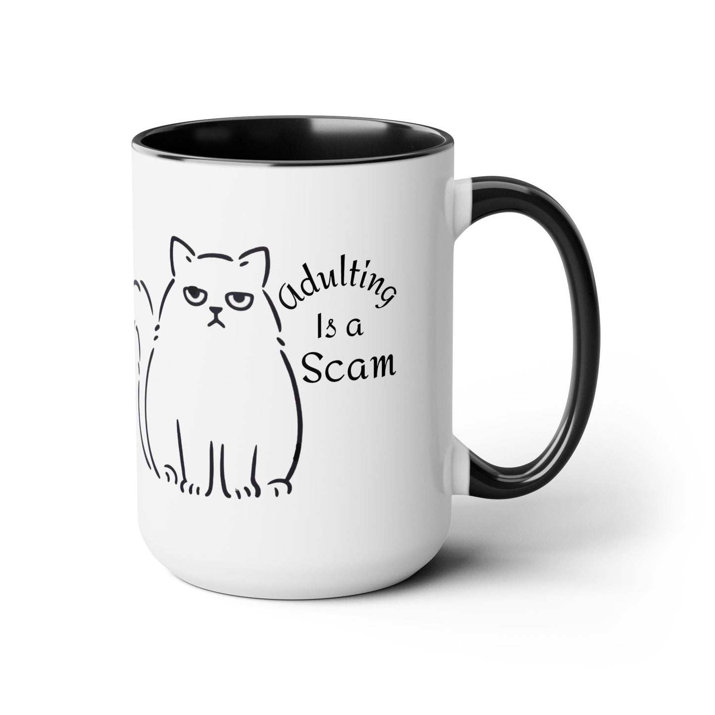 Grumpy Cat Mom Mug, Cat Mom Gift, Cat Mom Coffee Mug, Adulting is a Scam Cat Lover Gift
