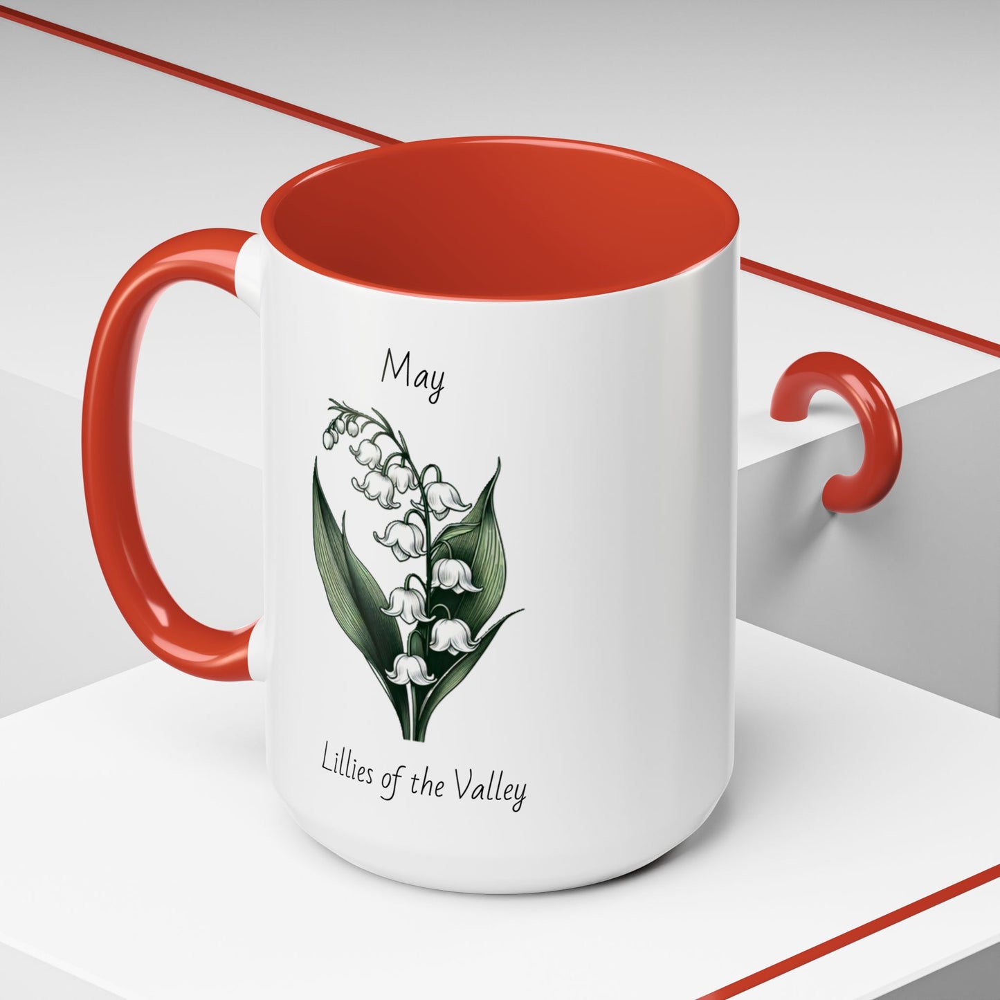 May Coffee Mug Flower Coffee Mug, May Birth Flower - Lillies Of The Valley, Birthday Gift Flower Mug