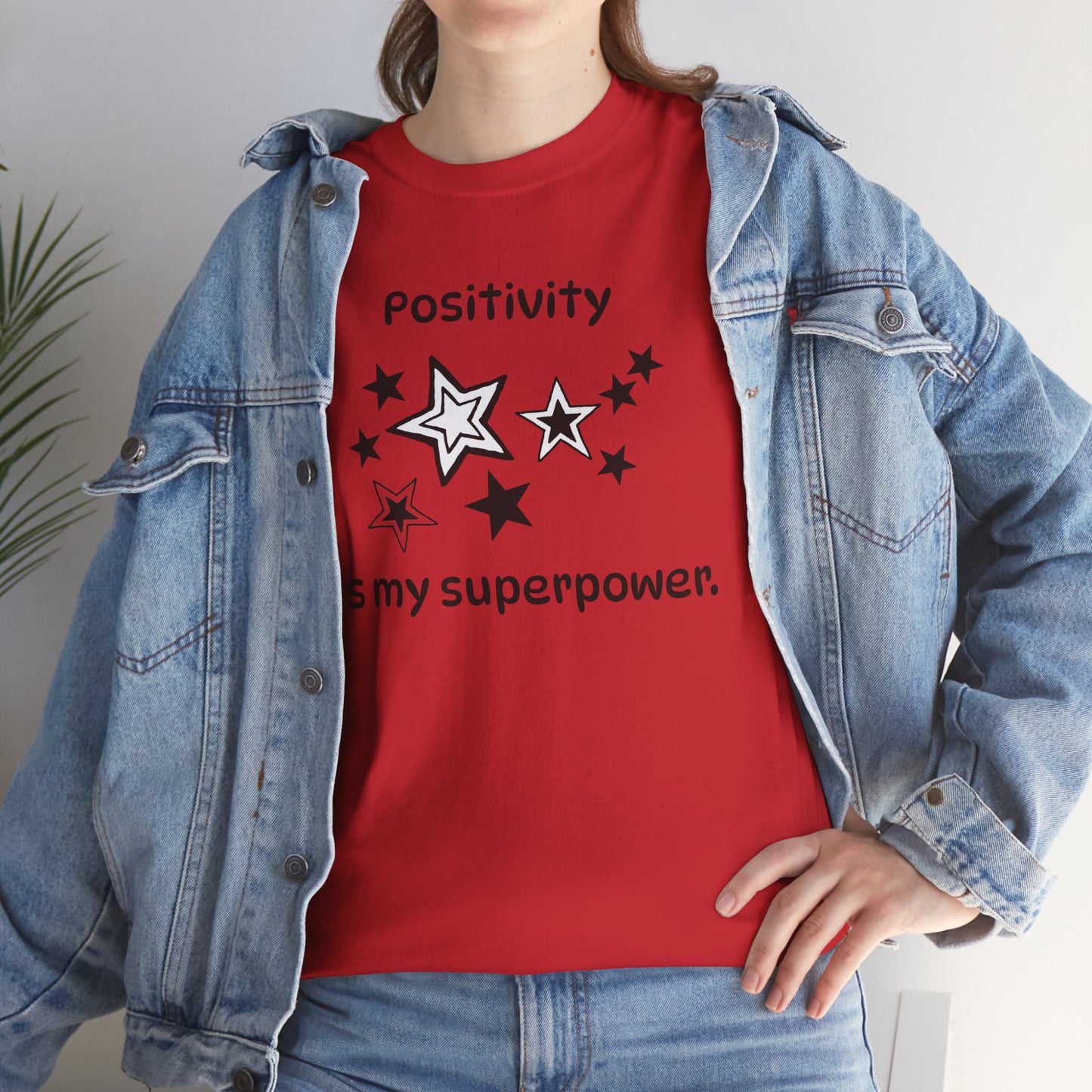 Yoga T Shirt, Inspirational T Shirt, Positivity is my Superpower Unisex Heavy Cotton Tee, Adult T Shirt For Woman, Yoga Shirt