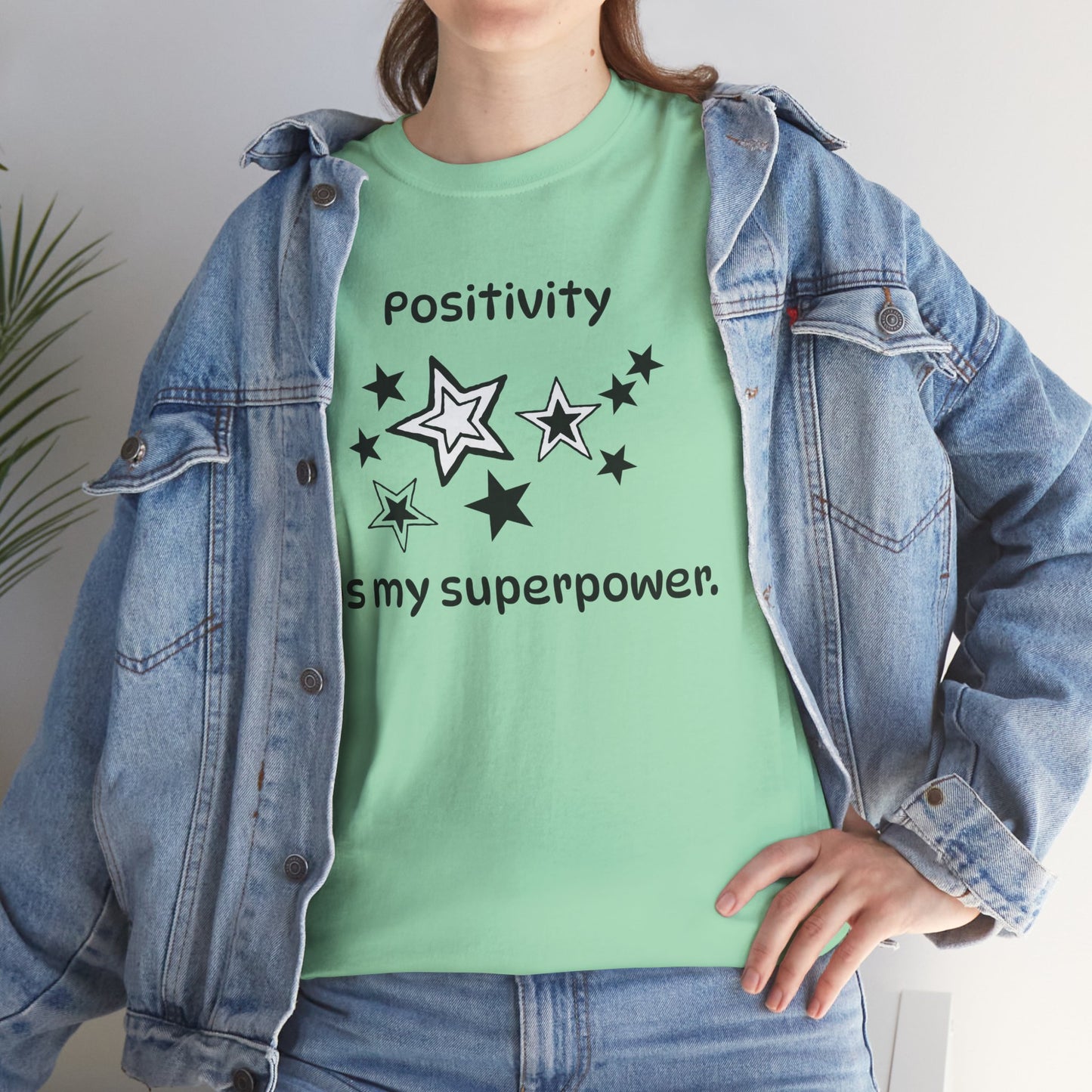 Yoga T Shirt, Inspirational T Shirt, Positivity is my Superpower Unisex Heavy Cotton Tee, Adult T Shirt For Woman, Yoga Shirt