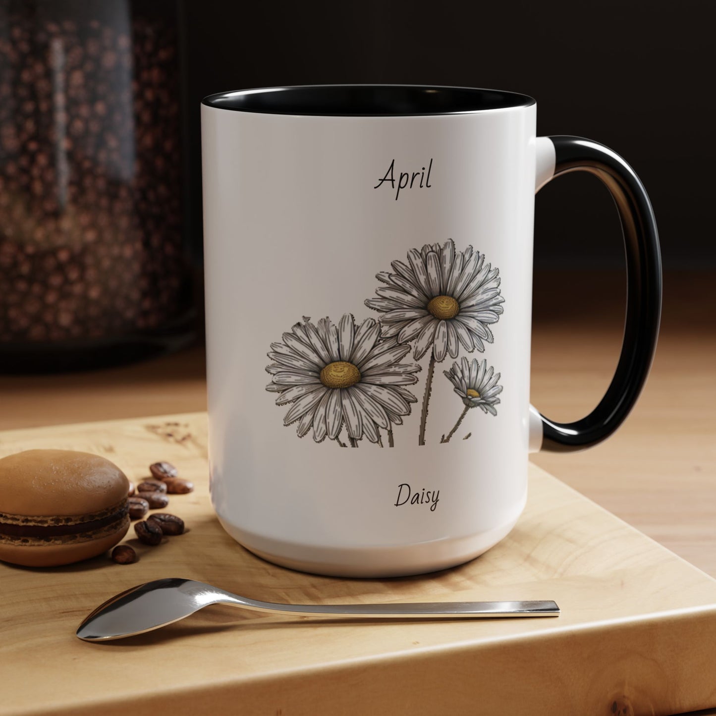 April Coffee Mug Flower Coffee Mug, April Birth Month Flower - Daisy, Birthday Gift Flower, Girlfriend Gift, Coffee Lover Gift