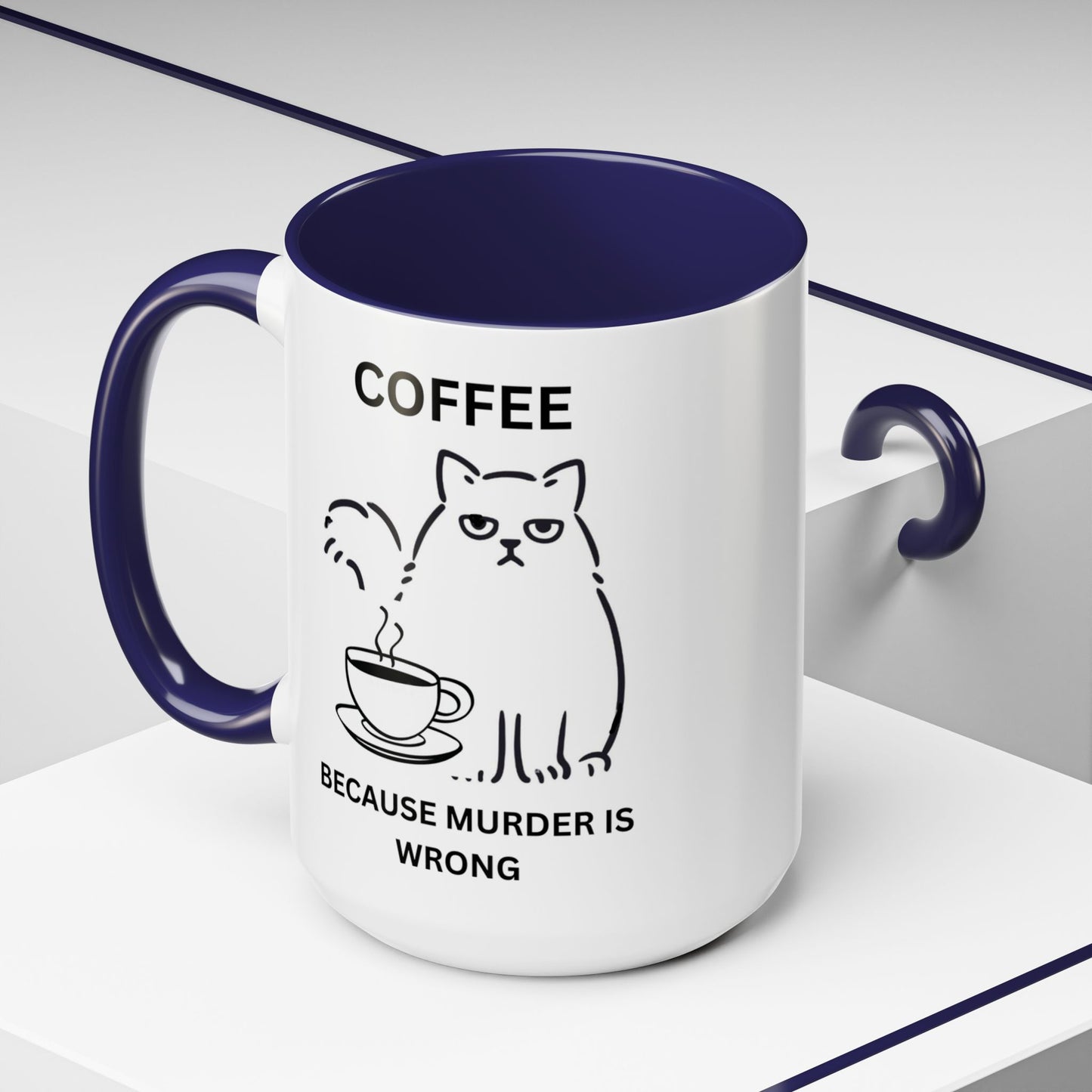 Funny Coffee Mug, Sarcastic Coffee Mug, Coffee vs Murder Mug, Coffee Lover Gift, Gift For Cat Lover, Cat Mom Gift, Sassy Cat Coffee Mug