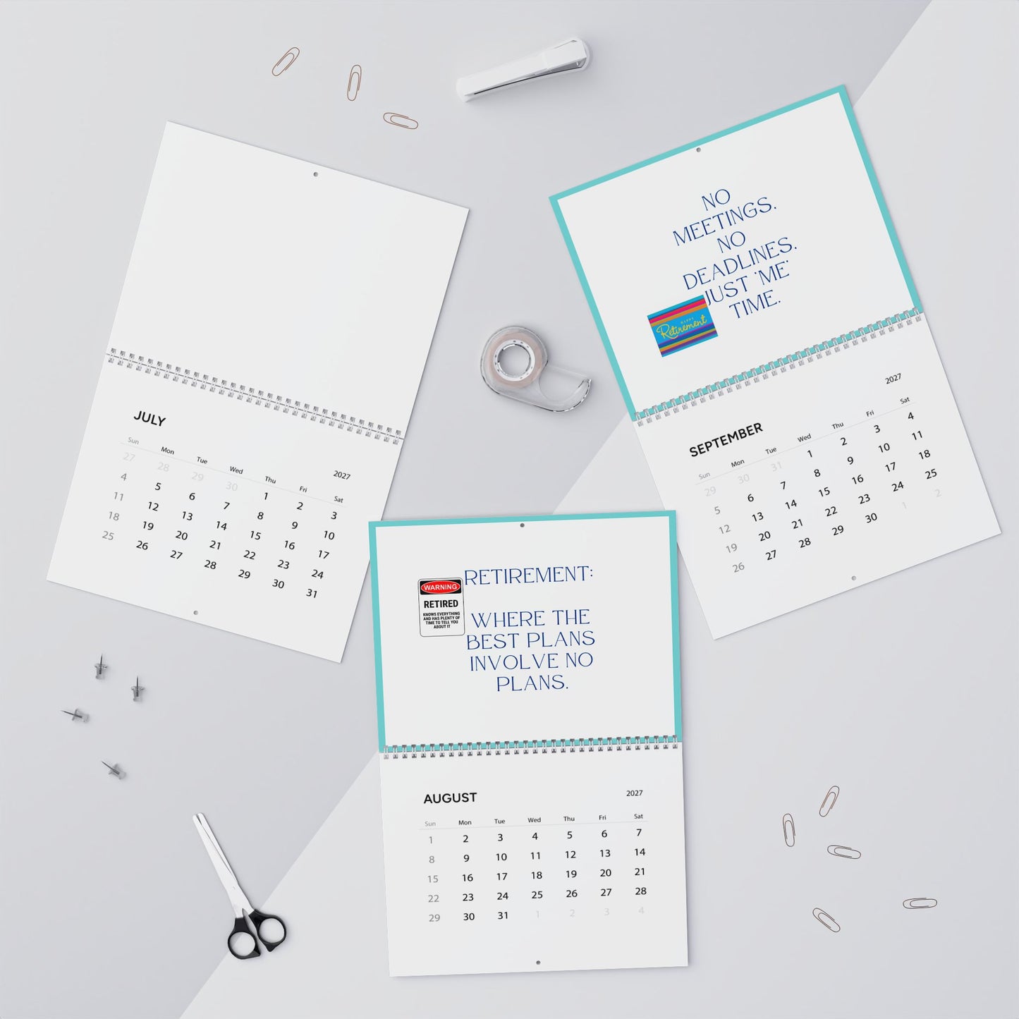 2027 Wall Calendar, Retirement Wall Calendar 2027, Monthly Planner, Retirement Gift For Woman, Retirement Party Gift