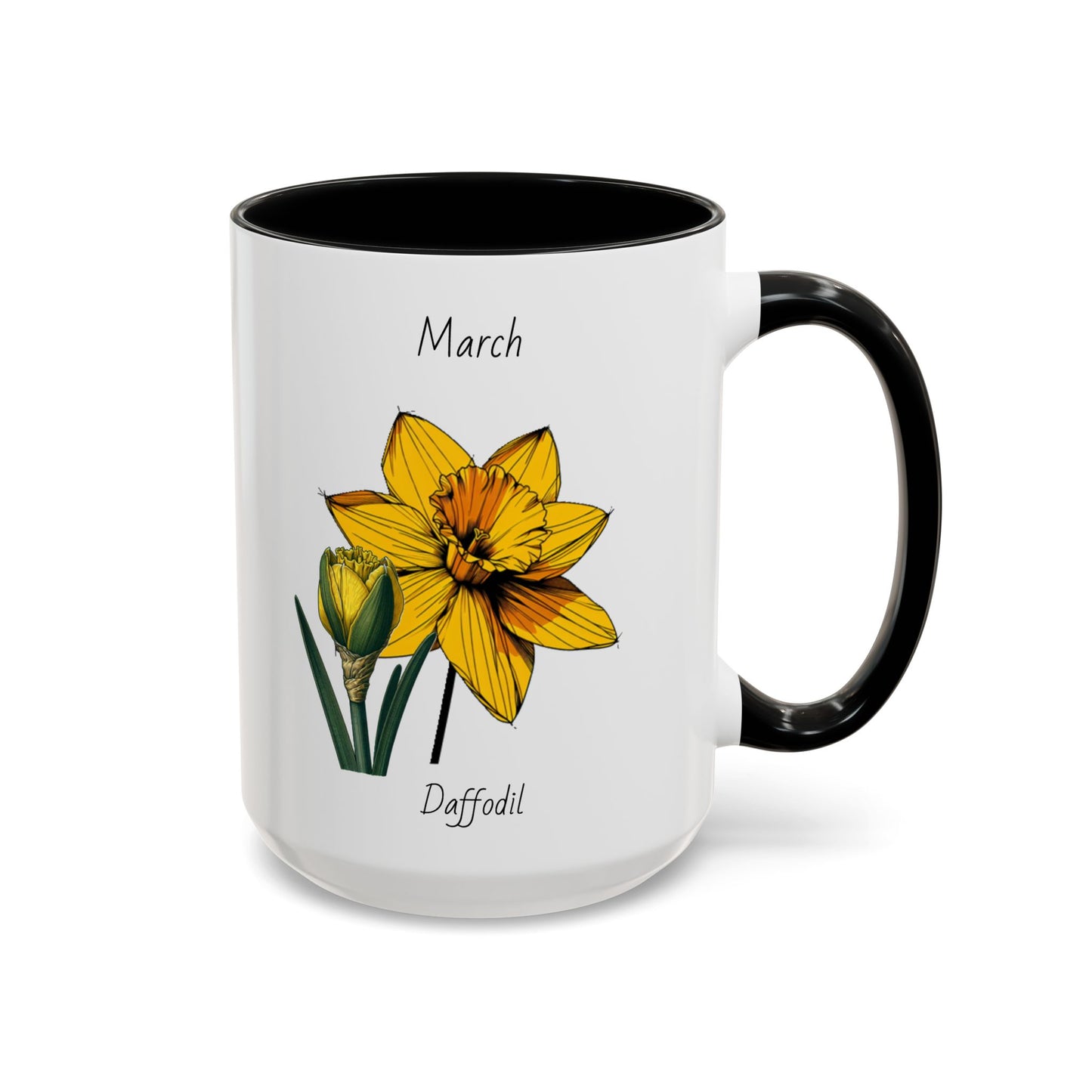 March Coffee Mug Flower Coffee Mug, March Birth Month Flower - Daffodil, Birthday Gift Flower, Girlfriend Gift