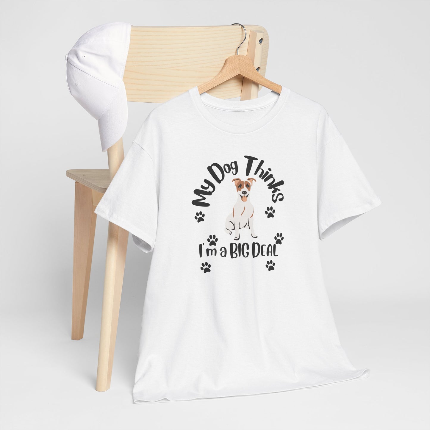 Jack Russel Dog T Shirt, White Cotton T Shirt for Her, My Dog Thinks Puppy Cotton T Shirt, Unisex Tee S-5XL sizes, Jack Russell Dog Lovers T Shirt, Gift for Dad,