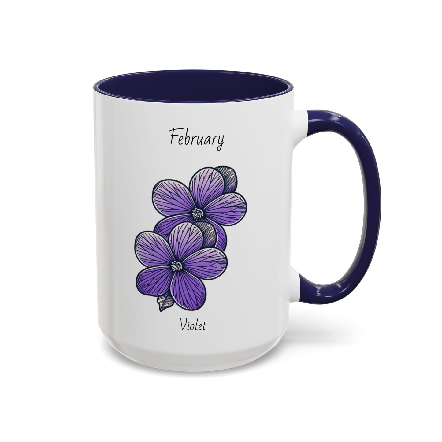 Coffee Mug Flower Coffee Mug, February Birth Month Flower - Violet, Birthday Gift Flower, Girlfriend Gift, Coffee Lover Gift